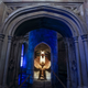 The Griffin statue inside Hogwarts.